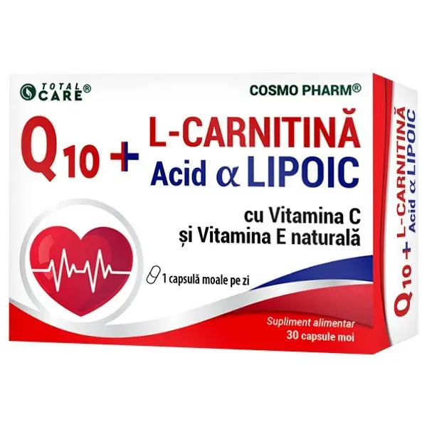 Cardiovasculare si tensiune - Cosmo Pharm Total Care Q10 + L-Carnitina + Acid Alfa Lipoic x 30 cps. moi