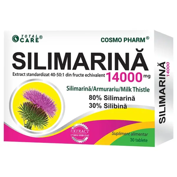 Afectiuni hepato-biliare - Cosmo Pharm Total Care Silimarina Milk Thistle 14000 x 30 tb.