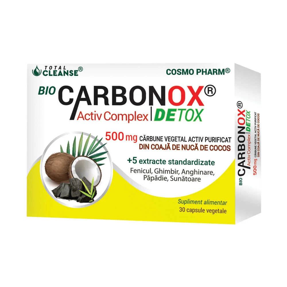 Afectiuni digestive - Cosmo Pharm Total Cleanse Biocarbonox Activ Complex Detox x 30 cps. veg.