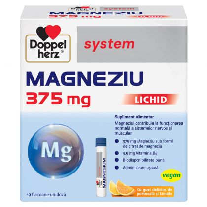 Afectiuni osteo-musculo-articulare - Doppelherz System Magneziu Lichid 375 mg x 10 fl. unidoza