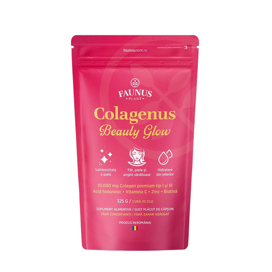 Dieta, nutritie si wellness - Faunus Plant Colagenus Beauty Glow Capsuni Cura 30 Zile x 325 g