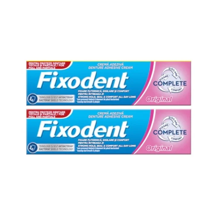 Igiena orala - Fixodent Complet Original Crema Adeziva Proteza Dentara x 47 g (Duo Pack)