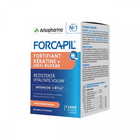 Afectiuni dermatologice - Forcapil Fortifiant Keratine+ Anti-Rupere x 60 cps. vegetale