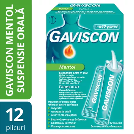 Afectiuni digestive - Gaviscon Mentol Suspensie Orala x 12 pl. x 10 ml