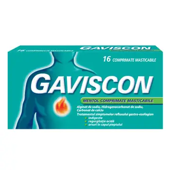 Afectiuni digestive - Gaviscon Mentol x 16 cpr. mast.