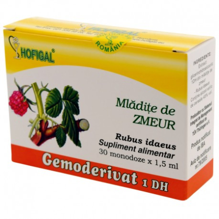 Suplimente alimentare/Dispozitive medicale - Hofigal Mladite De Zmeur Gemoderivat 1 DH x 30 monodoze x 1,5 ml