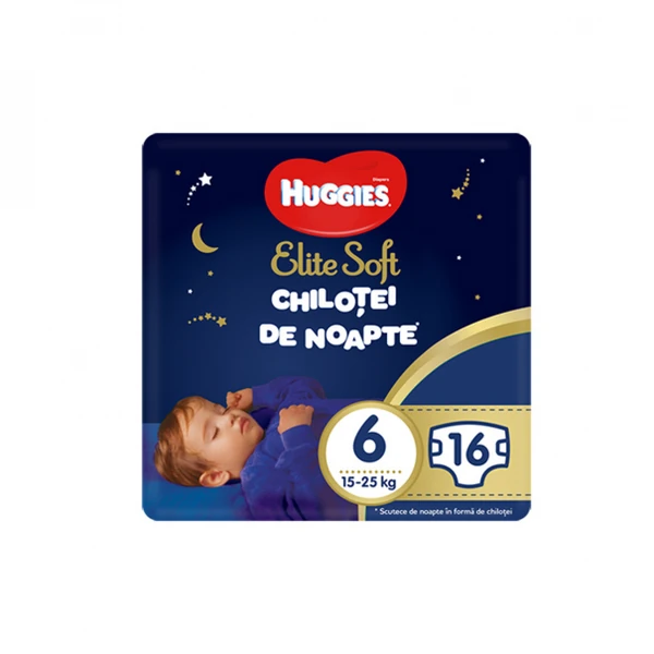 Scutece si servetele - Huggies Elite Soft Scutece Chilotei De Noapte Nr. 6 x 16 buc. (15-25 kg)
