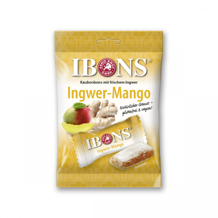 Gustari - Ibons Bomboane Gumate Cu Ghimbir Si Mango x 92 g