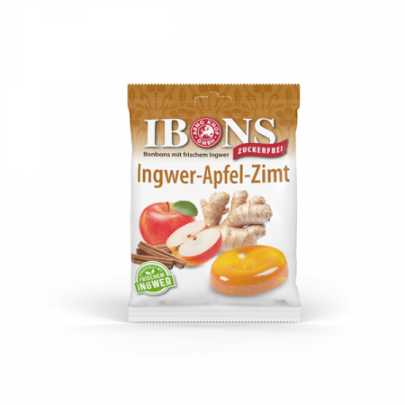 Bomboane - Ibons Dropsuri Cu Ghimbir, Mere Si Scortisoara Fara Zahar x 75 g