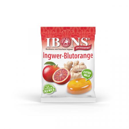 Bomboane - Ibons Dropsuri Cu Ghimbir Si Portocala Rosie Fara Zahar x 75 g