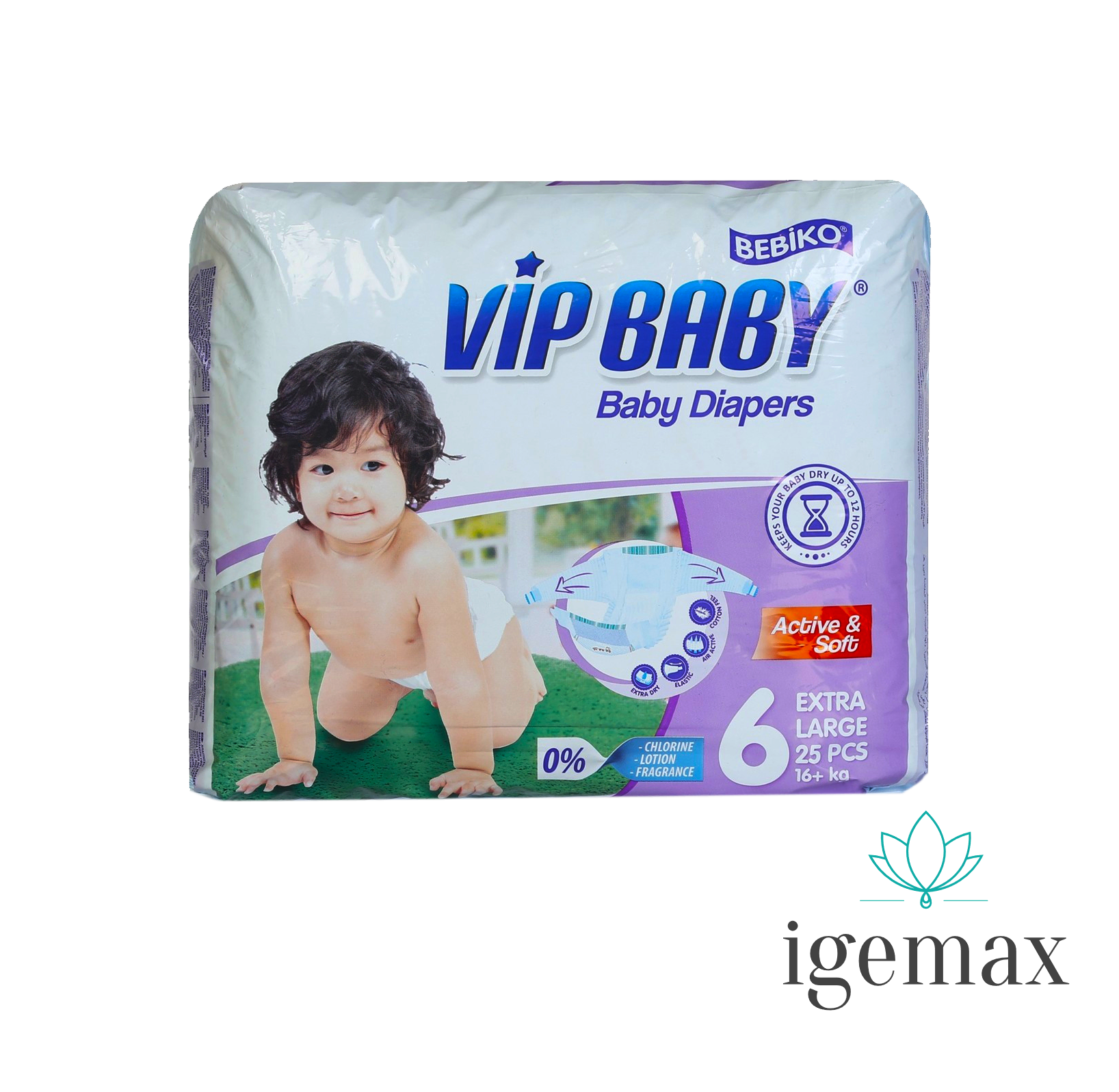 Scutece si servetele - Igemax VIP Baby Extra Large Scutece Copii Nr. 6 x 25 bc. (16+ kg)