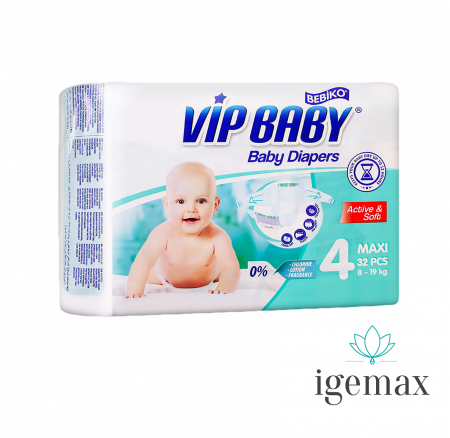 Scutece si servetele - Igemax VIP Baby Maxi Scutece Copii Nr. 4 x 32 bc. (8-19 kg)