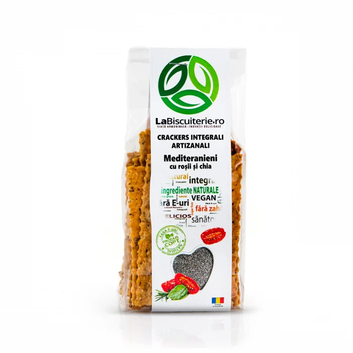Biscuiti - La Biscuiterie Crackers Integrali Mediteranieni Cu Rosii Si Chia x 100 g