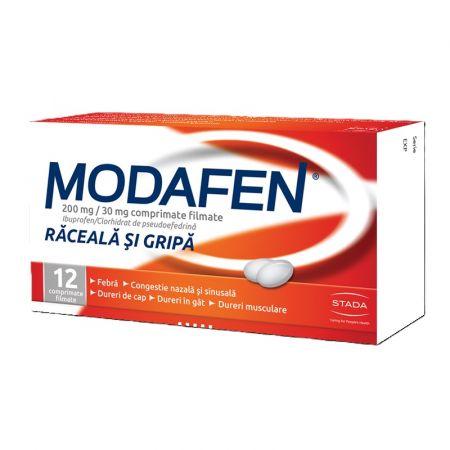 Raceala si gripa - Modafen 200 mg/30 mg x 12 cpr. filmate