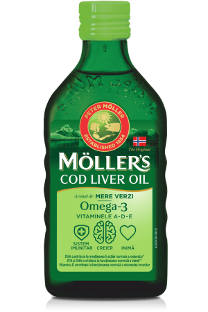 Afectiuni circulatorii - Moller's Ulei Din Ficat De Cod Omega 3 Aroma Mere Verzi x 250 ml