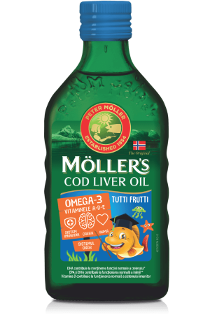 Afectiuni circulatorii - Moller's Ulei Din Ficat De Cod Omega 3 Aroma Tutti Frutti x 250 ml