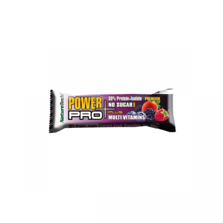 Batoane proteice - Nature Tech Baton Energizant Cu Multivitamine Power Pro Plus 30% Proteina Cu Aroma De Fructe De Padure Fara Zahar x 80 g