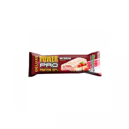 Batoane proteice - Nature Tech Baton Energizant Power Pro Deluxe 32% Proteina Cu Aroma De Strawberry Cheesecake Fara Zahar Adaugat x 80 g