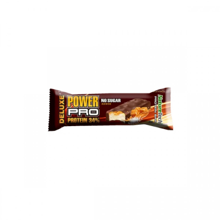 Batoane proteice - Nature Tech Baton Energizant Power Pro Deluxe 34% Proteina Cu Aroma De Caramel Sarat Fara Zahar Adaugat x 80 g