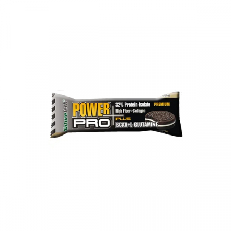 Batoane proteice - Nature Tech Baton Energizant Power Pro Plus 32% Proteina Cu BCAA si L-GLUTAMINA, Cu Cookies Si Frisca x 80 g