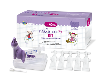 Mama si copilul - Nebianax 3% Kit Fiole Cu Solutie Salina Hipertonica Cu Acid Hialuronic 20 fi. x 5 ml + Pulverizator Spray-Sol