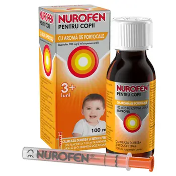 Raceala si gripa - Nurofen Copii 100mg/5ml Portocale x 100 ml