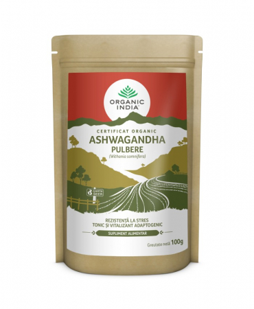 Pulberi si pudre - Organic India Ashwagandha Pulbere Ecologica Pentru Rezistenta La Stres & Tonic Adaptogenic x 100 g