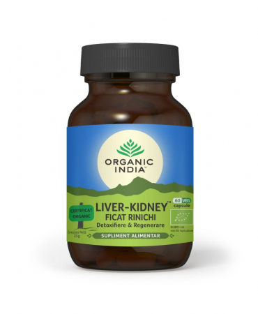 Protectoare si detoxifiante - Organic India Ficat-Rinichi Detoxifiere & Regenerare x 60 cps. vegetale
