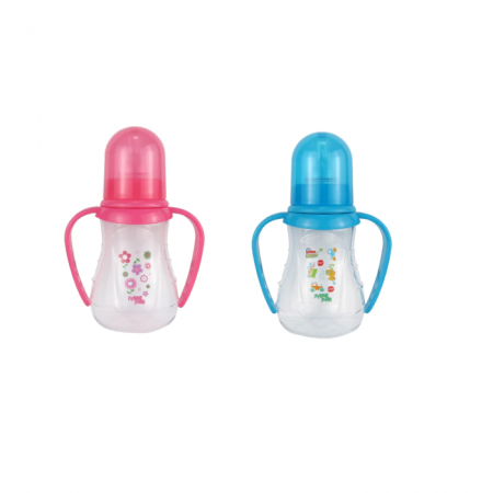 Puericultura - Primii Pasi Biberon Decorat Cu Manere Si Tetina Silicon x 150 ml