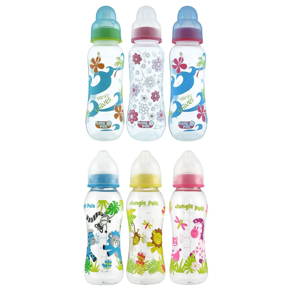 Puericultura - Primii Pasi Biberon Polipropilena Profil Curbat Cu Tetina Silicon Si Capac Anti-curgere 0-3 Luni BPA Free x 250 ml