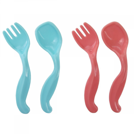 Puericultura - Primii Pasi Set Lingurita Si Furculita Plastic BPA Free