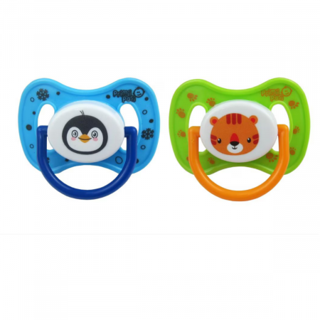 Puericultura - Primii Pasi Set Suzete Silicon Rotunde Desen Animale 0 luni+ x 2 bucati