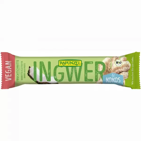 Dieta, nutritie si wellness - Rapunzel Baton Cu Ghimbir Si Cocos Vegan Bio x 40 g