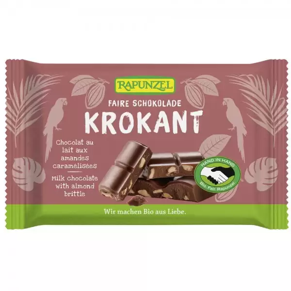 Ciocolata - Rapunzel Ciocolata Cristalino Cu Migdale Crocante Bio x 100 g