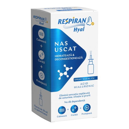 Decongestionant nazal - Respiran Hyal Nas Uscat Spray Nazal Cu Acid Hialuronic x 20 ml