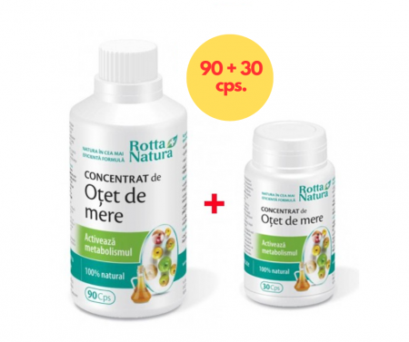 Dieta, nutritie si wellness - Rotta Natura Concentrat De Otet De Mere x 90 cps. + 30 cps.