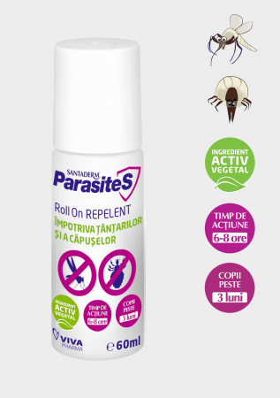 Protectie anti-insecte - Santaderm ParasiteS Roll-On Repelent Impotriva Tantarilor Si Capuselor x 60 ml