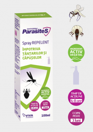 Protectie anti-insecte - Santaderm ParasiteS Spray Repelent Impotriva Tantarilor Si Capuselor x 100 ml