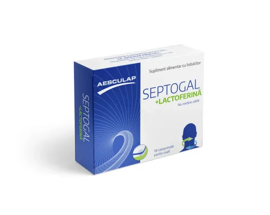 Afectiuni respiratorii - Septogal + Lactoferina x 18 cpr. de supt