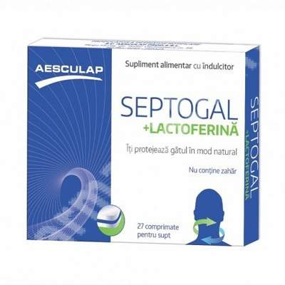 Dureri in gat - Septogal + Lactoferina x 27 cpr. de supt
