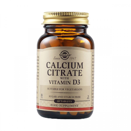 Afectiuni osteo-musculo-articulare - Solgar Calciu Citrat + Vitamina D3 x 60 tb.