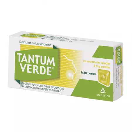 Dureri in gat - Tantum Verde Cu Aroma De Lamaie x 20 pastile