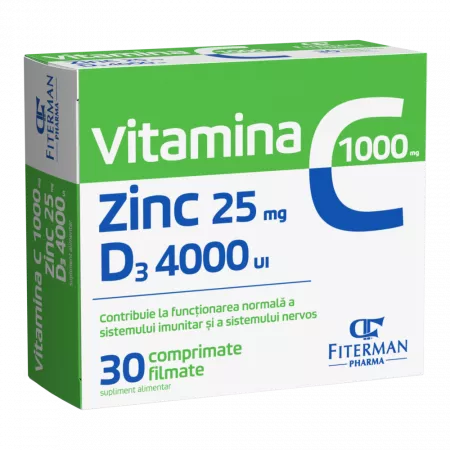 Imunitate - Vitamina C 1000 mg + Zn 25 mg + D3 4000 UI x 30 cpr. film.
