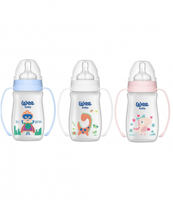 Puericultura - Wee Baby Biberon Cu Gura Larga Si Maner x 250 ml