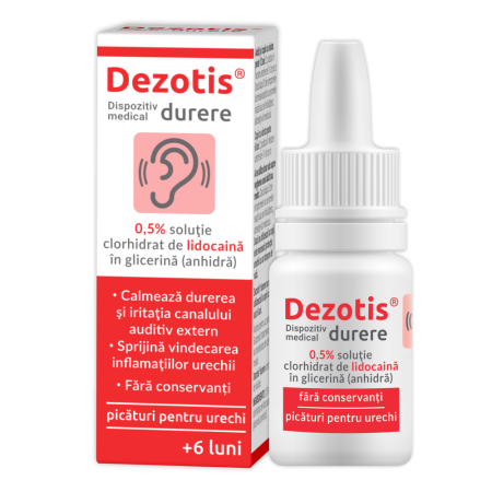 Afectiuni ORL - Zdrovit Dezotis Durere Solutie 0,5% Lidocaina Picaturi Auriculare x 7 g