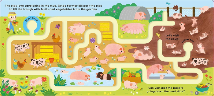 Carte cartonata cu labirint Follow Me Farm(Follow Me Maze Books) [3]