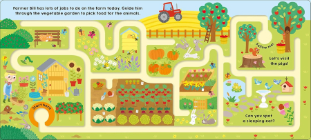 Carte cartonata cu labirint Follow Me Farm(Follow Me Maze Books) [1]
