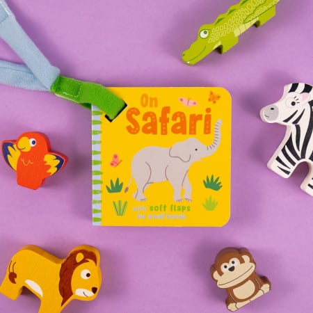 Toate Produsele - Carte cu clapete moi de agatat la carucior Buggy Book with Felt Flaps – On Safari