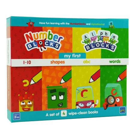 MEGA SALES!!STOC LIMITAT - Numberblocks and Alphablocks: My First Numbers and Letters 4 Book Wipe-Clean Box Set