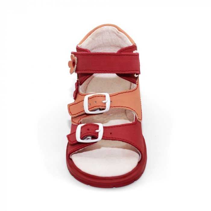 Sandale supinate, cu scai, din piele, pentru fete, model cu floare [2]